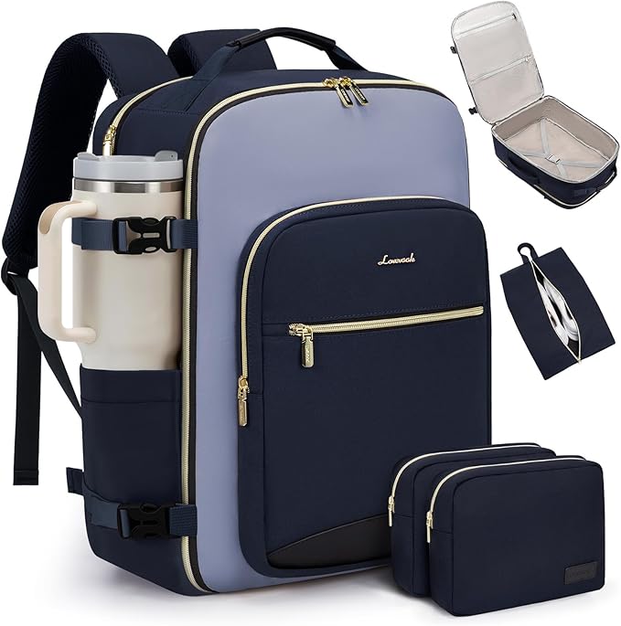LOVEVOOK 40L Travel Backpack for Women & Men, Airline Approved Carry On Luggage with 3 Packing Cubes, TSA Overnight Bags, Waterproof Personal Item Bag, Weekender Essentials Backpacks fits 17" Laptop