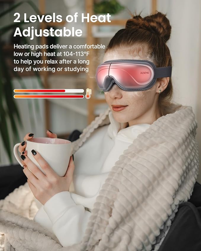 RENPHO Eye Massager with Heat, Mothers Day Birthday Day Gifts for Mom Women Men Dad Her, Heated Eye Mask for Migraine Relief, Improve Sleep Eyeris 2