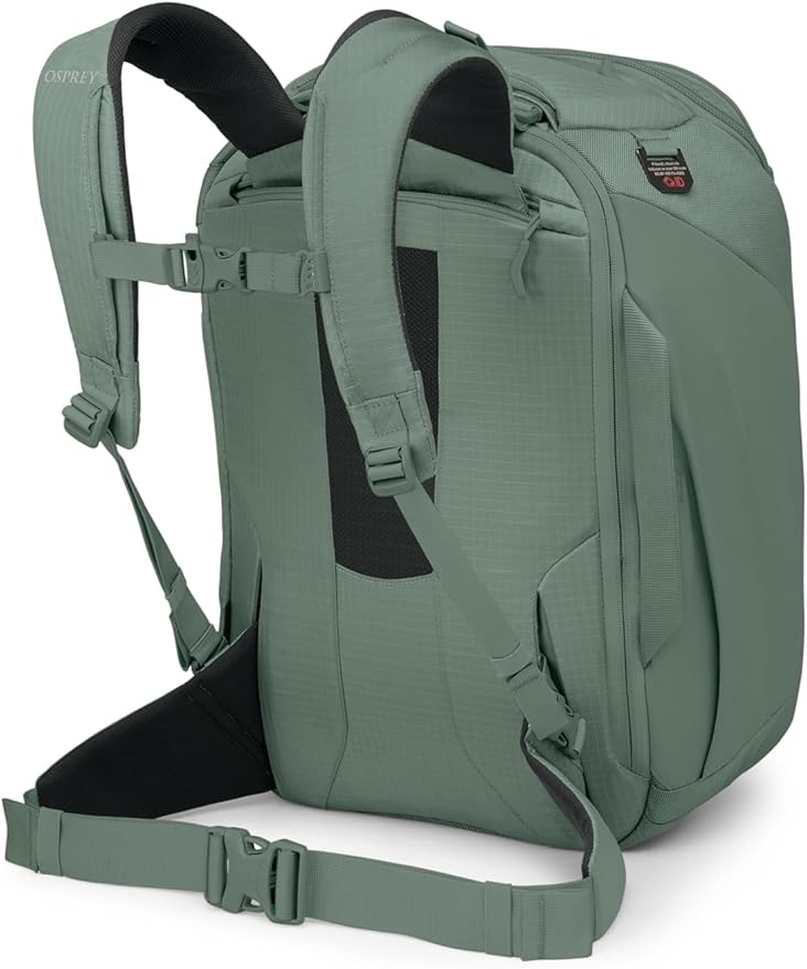 Osprey Sojourn Porter 30L Travel Backpack - Carry-On Compliant Luggage with StraightJacket Compression and Padded Laptop Sleeve - Durable Pack for International or Urban Travel, Koseret Green