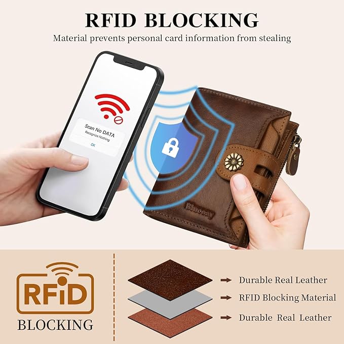 Wallet Women,RFID Blocking Leather Womens Wallet Bifold Compact Card Holder Small Wallet for Women with Removable ID Window zsbrown