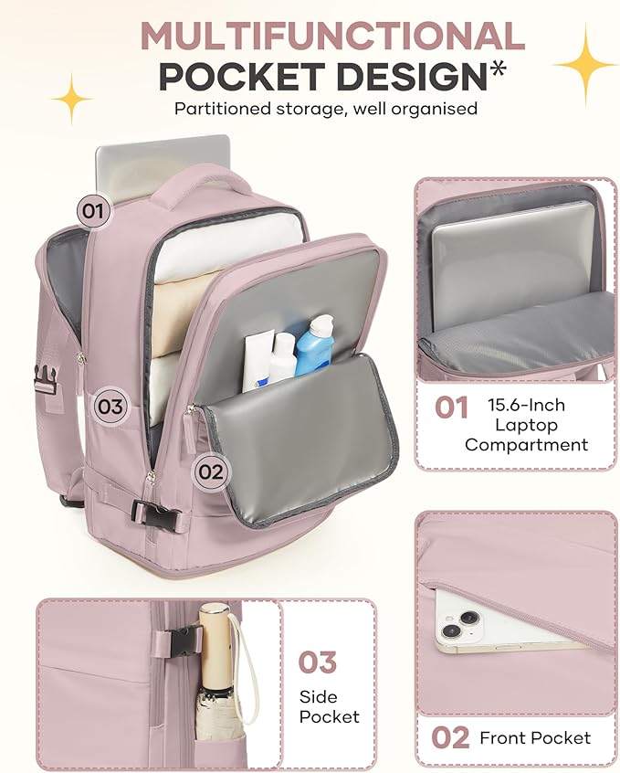 coofay Large Travel Backpack For Women Men Airline Approved Carry On Backpack Flight Approved Waterproof Sports Backpack Casual Daypack Hiking Backpack