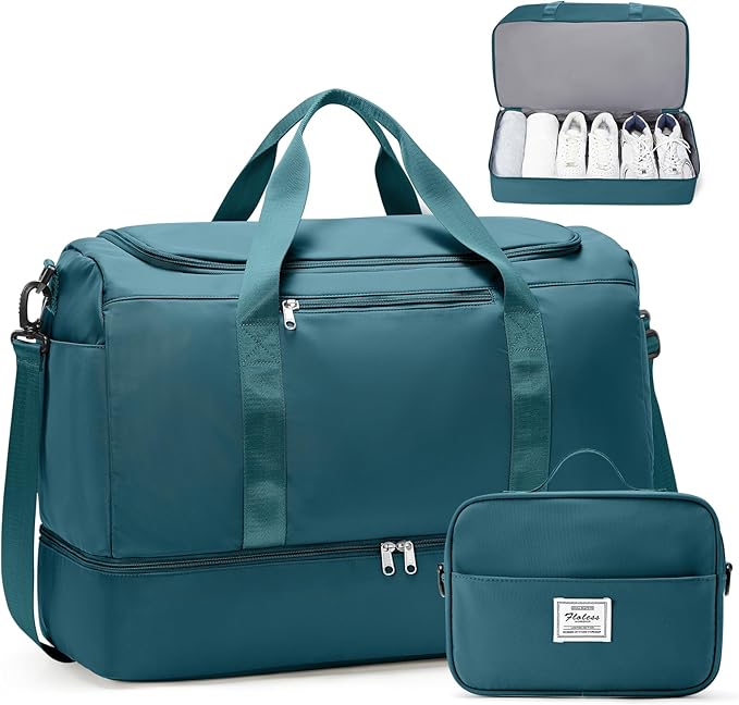 Extra Large Travel Duffle Bag with Shoe Compartment & Toiletry Bag, XL Weekender Bags for Women, Carry On Overnight Bags for Gym Sports, Water-Resistant Hospital Bag for Labor and Delivery