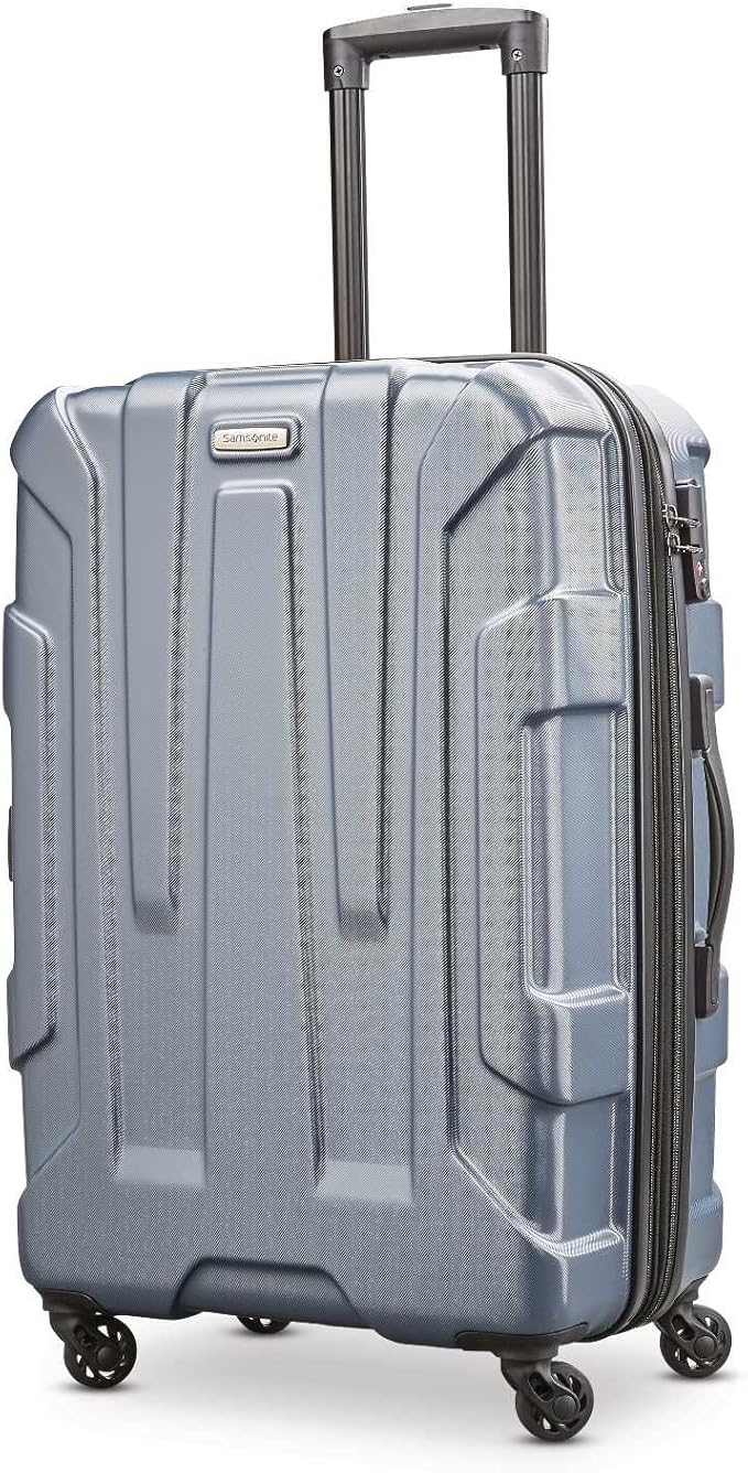 Samsonite Centric Hardside Expandable Luggage with Spinner Wheels, Blue Slate, Checked-Medium 24-Inch