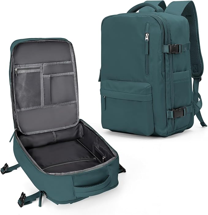 VECAVE Travel Backpack,Carry On Backpack for Women,Airline Flight Approved Waterproof 14 Inch Laptop Backpack with Shoe Compartment Casual Daypack Backpacks PeacockBlue