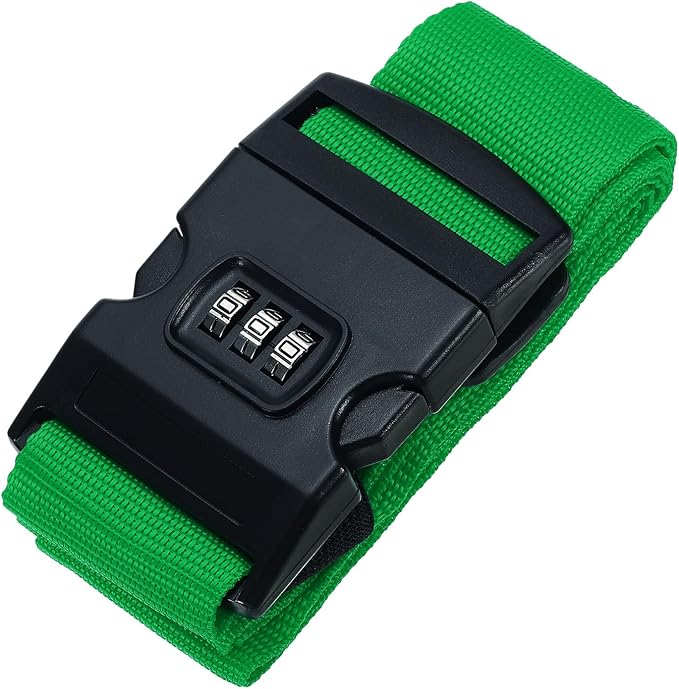 PATIKIL Luggage Straps, Suitcase Straps Adjustable Luggage Belts Strap with Combination Lock for Luggage Suitcases Travel, Grass Green