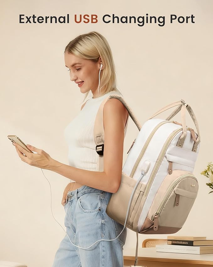 LOVEVOOK Backpack for Women,Laptop Backpack Women,Fits 17 Inch Laptop Bag,School Backpacks,Fashion Travel Work Anti-theft Bag,Waterproof Business Computer College Backpack Purse,Beige-Khaqi