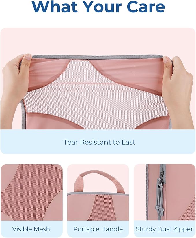 BAGSMART Compression Packing Cubes for Travel, Compressible Luggage Organizer for Cruise Ship, Lightweight Travel Essentials 6-Pack 1L+2M+2S+1Shoe Bag