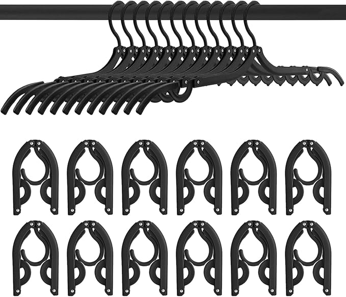 Travel Folding Hanger Household Multifunctional Portable Hanger (Black)