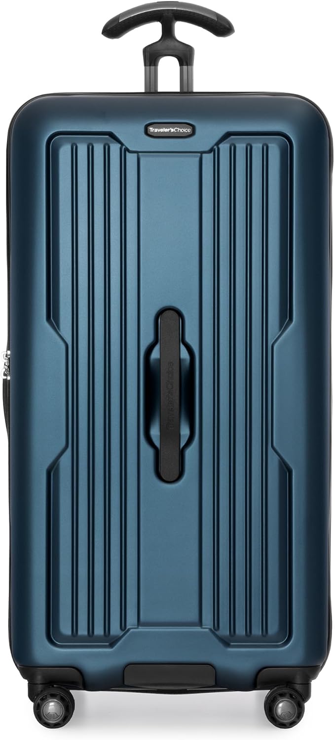 Traveler's Choice Ultimax II Polycarbonate Hardside Luggage with Spinner Wheels, Matte Navy, 31-Inch Large Trunk