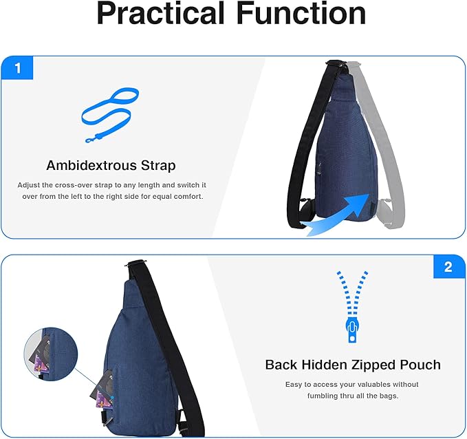 WATERFLY Medium Crossbody Sling Backpack Anti Theft Backpack for Traveling Chest Shoulder Bag
