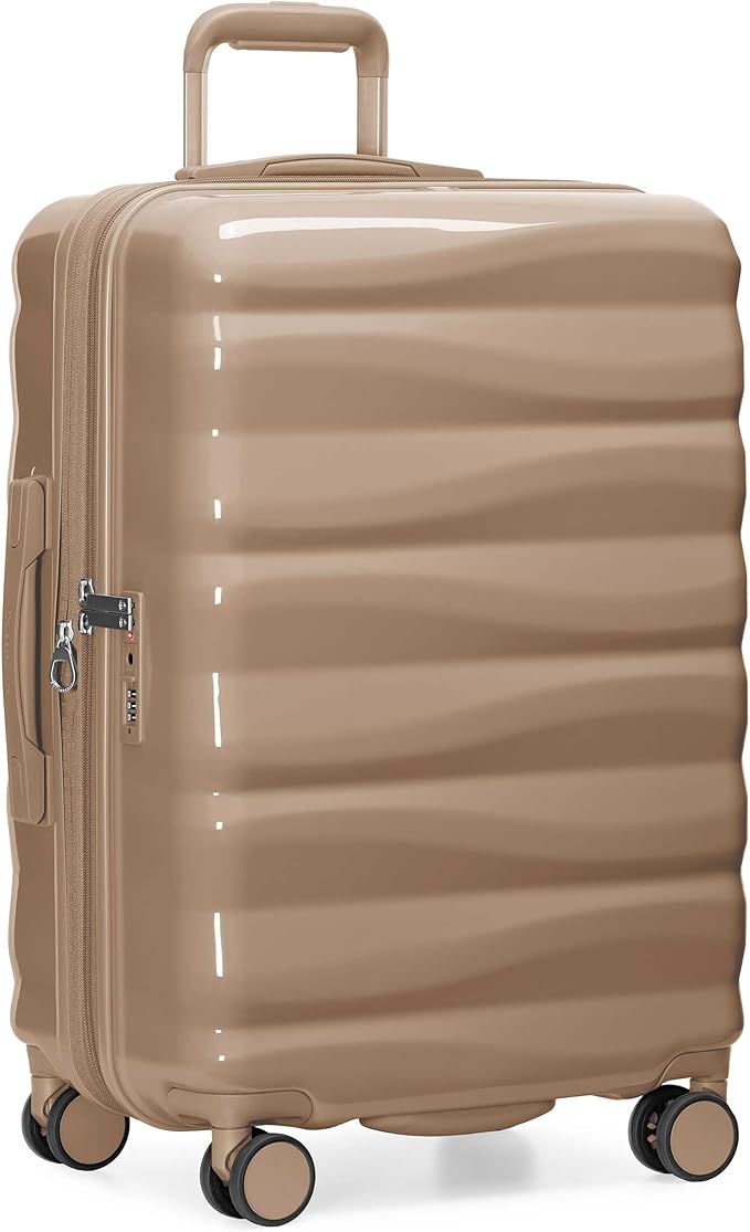 Traveler's Choice Edinburgh II Hardside Spinner Luggage, TSA Lock, Sand, 25" Medium