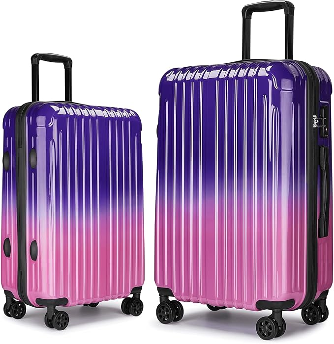 Carry on Luggage 2 Sets(20in/24in) with Spinner Wheels, Lightweight PC+ABS Hard Shell Suitcases, Expandbale Storage & TSA Aprovel Lock