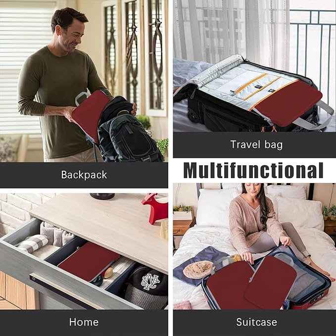 4 Set Compression Packing Cubes Travel - Travel Accessories Expandable Packing Organizers for Carry On - Essentials Luggage Bags - Burgundy