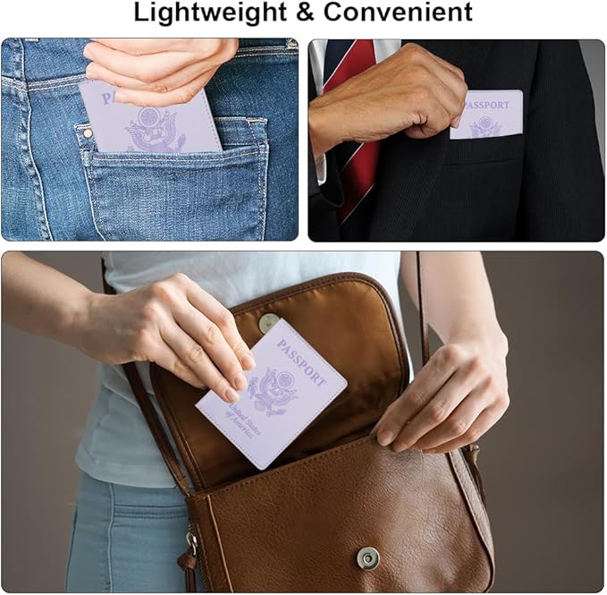 Passport Holder, Passport Holder Women, Passport Covers Travel Must Haves, Travel Passport Wallet for Men, 1 Pack Passport Case Passport Protector for Travel Airport Essentials, Light Purple