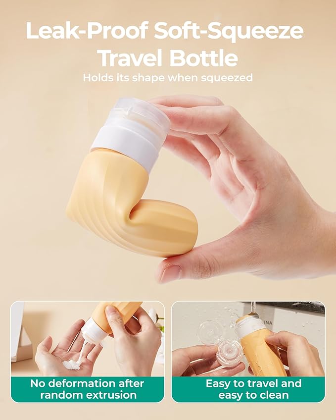 BAGSMART 18 Pack TSA Approved Travel Bottles for Toiletries, Leak Proof Silicone Travel Size Containers Bottles for Shampoo, Macaron