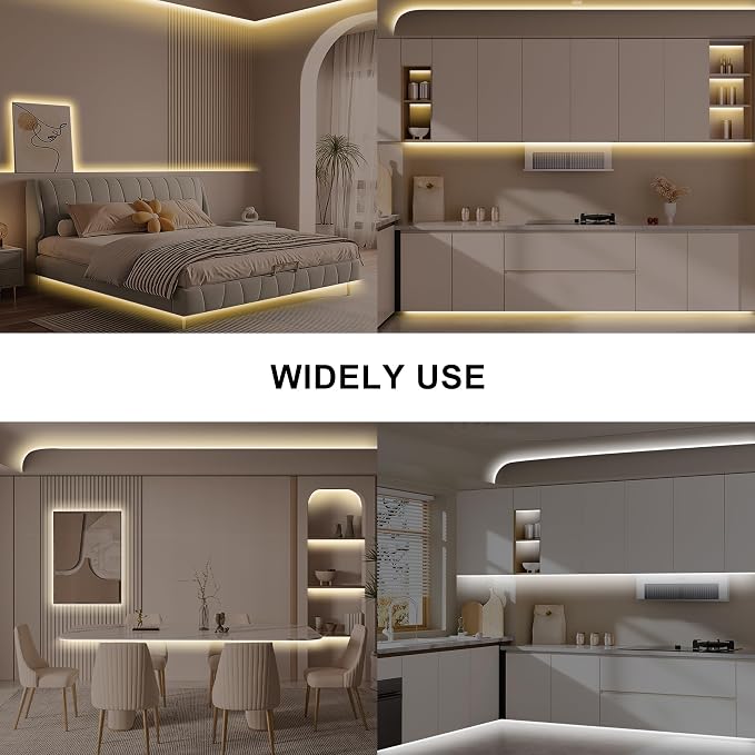 Tatazone 16.4ft Tunable White COB Led Strip Light with RF Remote, CRI93+ Dimmable CCT 2700K-6500K Led Tape Lights, Adhesive 3PIN Dual Color Led COB Light Strip for Bedroom, Kitchen, Cabinet