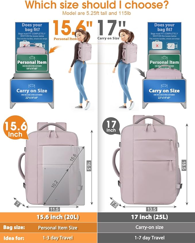 Capolo Travel Backpack for Women Men Waterproof Laptop Backpack Airlines Approved Personal Item Backpack Bag Computer Bookbag for Business, Work, Traveling Fits 15.6 Inch Laptop(Dark Purple)