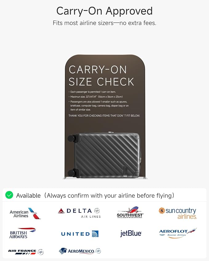 LUGGEX Carry On Luggage for Airplanes, KVC Polycarbonate Hard Shell Suitcase for Travelling (EX-Core, Charcoal Metallic, 21 Inch, 48L)