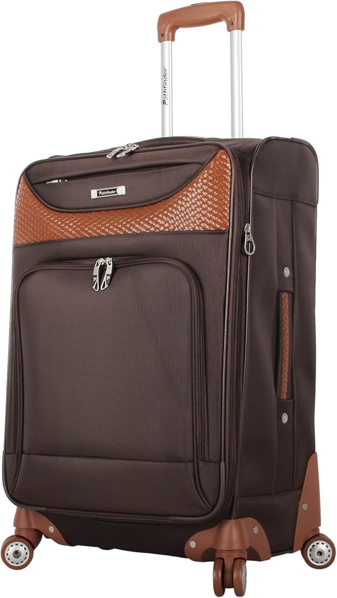 Pathfinder 24 Inch Luggage with Spinner Wheels Softside Expandable Medium Suitcase