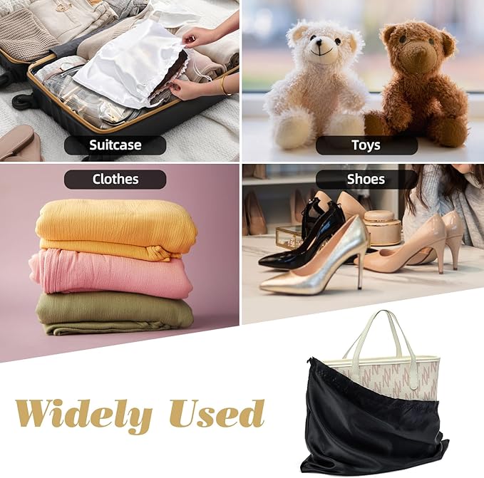 3 Pack Dust Bags for Purses and Handbags，Silk Purse Dust Bags for Storage， With Drawstring Large Dust Bags for Handbag， Dust Covers for Purse Shoes Boots