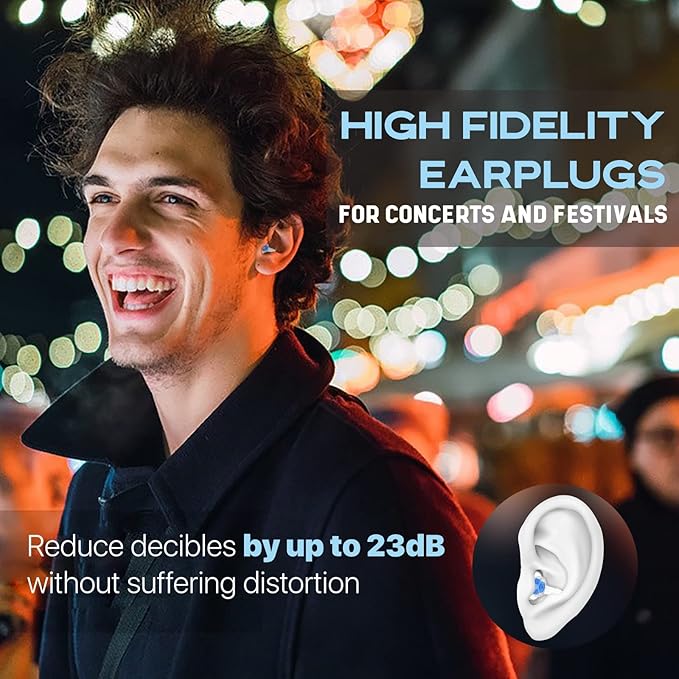 Concert Ear Plugs 2 Pairs, Noise Reduction Music Earplugs for Musicians, DJs, Festival, Raves, Loud Events, Hearing Protection for Adult/Kids 12+, incl Lanyard & Aluminum Case