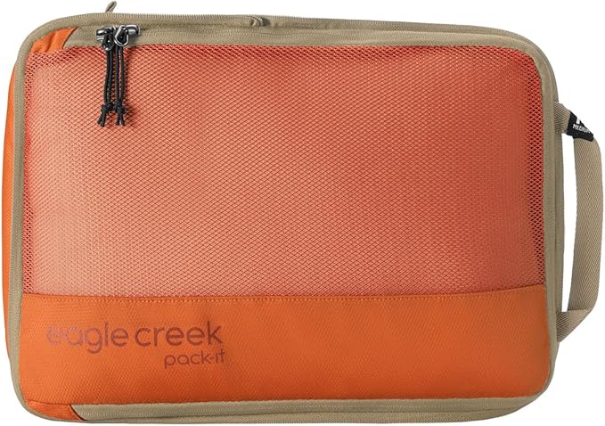 Eagle Creek Pack-It Reveal Compression Cube - Lightweight Compression Cube for Optimizing Luggage Space - Convenient Top Handle - Easy-Grab Zipper - Washable - Medium - Mandarin