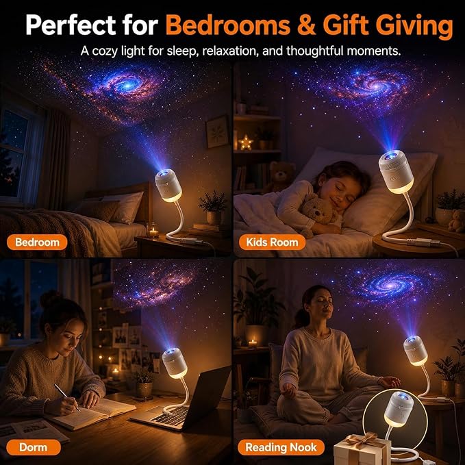 Galaxy Projector, Ocean Projector, 5D Holographic Night Light Projector, Plug and Play Hd Star Projector, 360° Adjustable Hd Galaxy and Ocean Projector for Bedroom Ceiling，Ocean & Galaxy 24pc