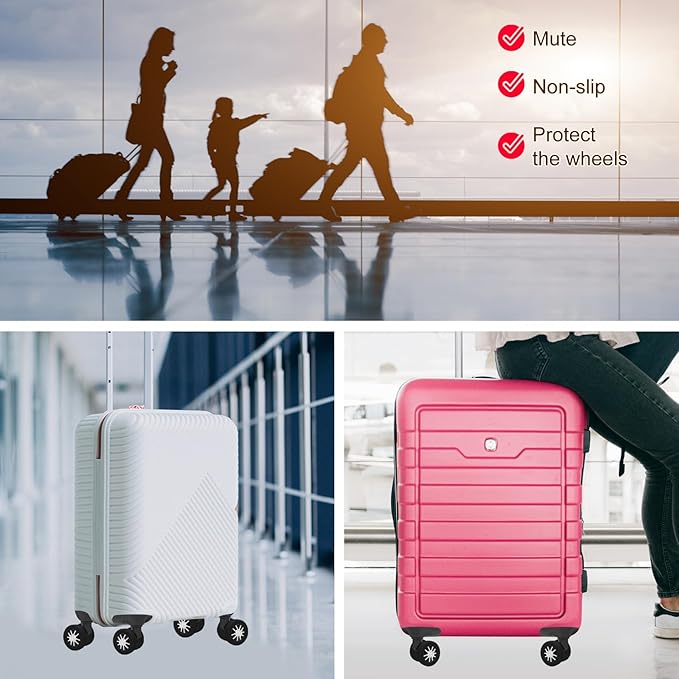 Luggage Wheel Covers Silicone Suitcase Wheel Protector Noise Reducing Travel Suitcase Wheel Cover Wear-Resistant Luggage Wheel Protectors 8 PCS (Black)