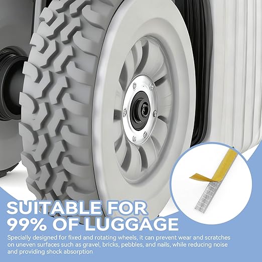 8 Pcs Silicone Luggage Wheel Covers, Noise-Reducing Shock-Absorbing Protectors, Universal Fit for Suitcase Wheels & Office Chair Casters, Customizable Cut-to-Fit Design (Gray)