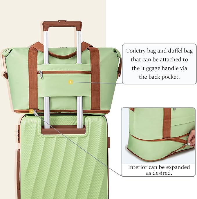 Luggage Sets 6 Piece Suitcases with Wheels,ABS Hard Case Suitcases with Spinner Wheels,Durable Travel Luggage(LightGreen, 6 Piece Set(16"/20"/24"/28")