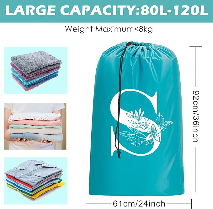 Sylfairy 2 Pack Extra Large Travel Laundry Bag, Dirty Clothes Organizer with Drawstring,Heavy Duty Travel Laundry Bags