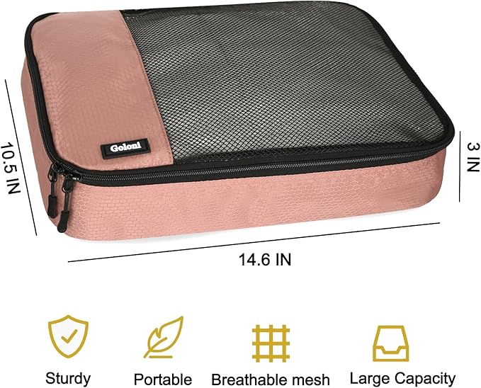Packing Cubes for Travel Essentials,4 Set Packing Cubes for Suitcases,Lightweight Mesh Luggage Organizer Bag,Meat pink