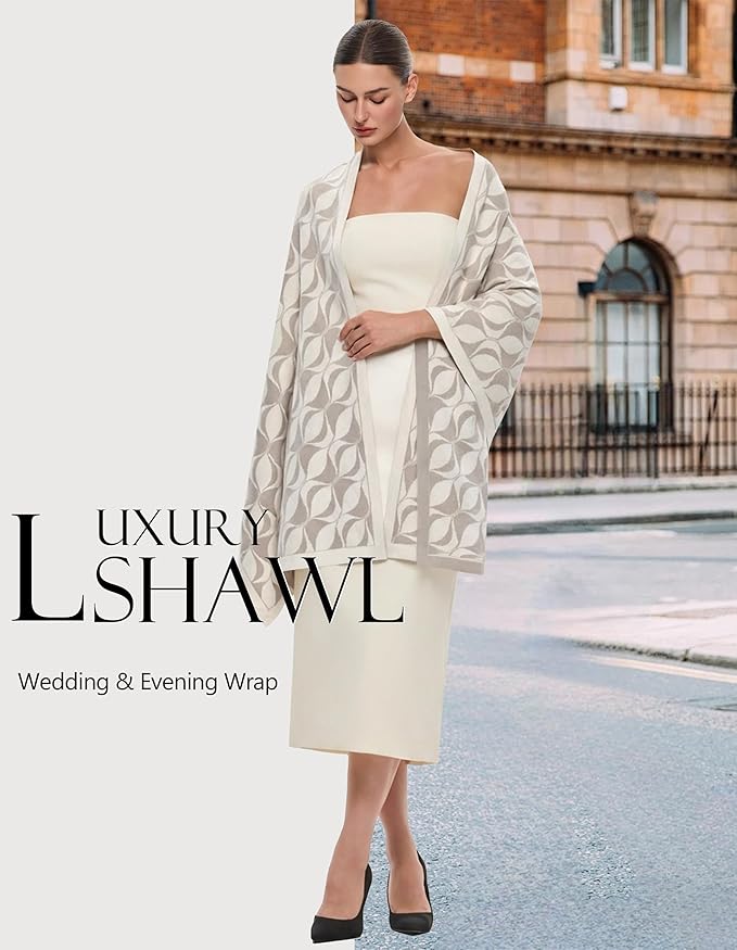 PULI Women's Pashmina Shawl Wraps for Evening Dress Large Scarf Blanket Long Wedding Bridal Winter Warm Shoulder Wrap