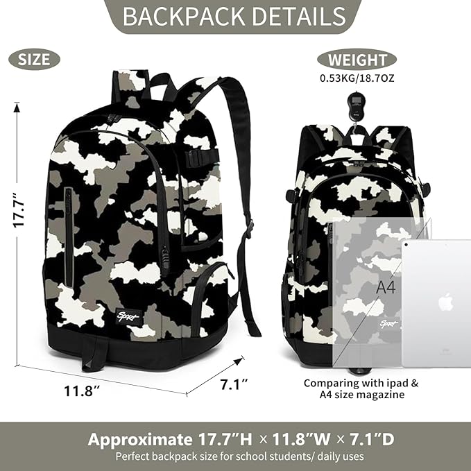 rickyh style School Backpack Travel Bag for Men & Women Lightweight College Back Pack with Laptop Compartmen