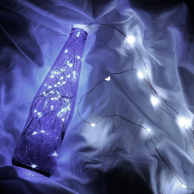 Ariceleo Led Fairy Lights Battery Operated, 4 Packs Mini Battery Powered Copper Wire Starry Fairy Lights for Bedroom, Christmas, Parties, Wedding, Centerpiece, Decoration (5m/16ft Cool White)