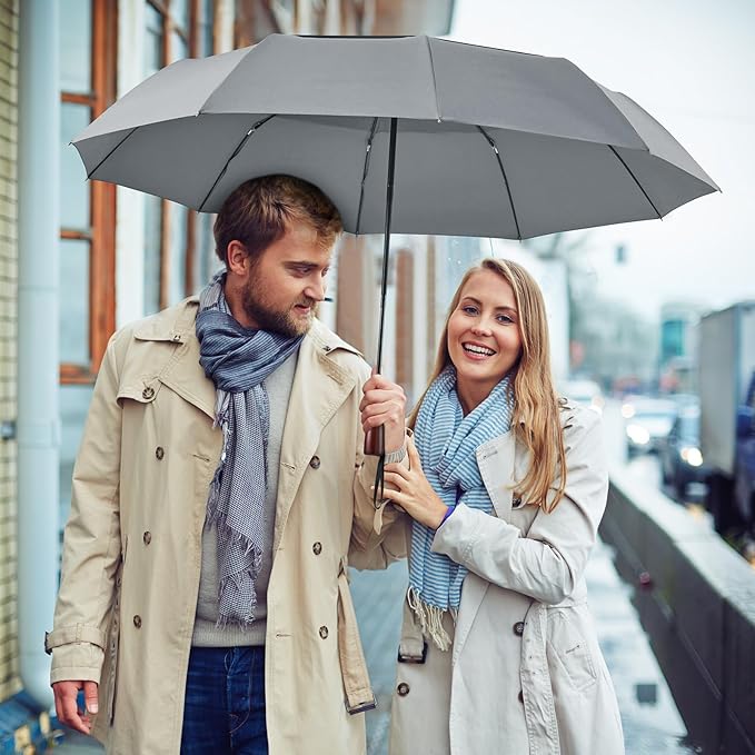 G4Free 54 Inch Large Compact Windproof Golf Umbrella for Rain Oversized Auto Open Close Folding Travel 10 Ribs Vented Double Canopy Umbrella for Women Men