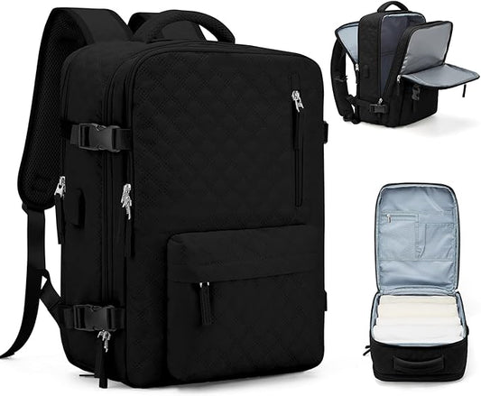 VGCUB Large Travel Backpack for Women Men, Carry on Backpack Airline Approved Gym Backpack Waterproof Business Laptop Daypack, Black