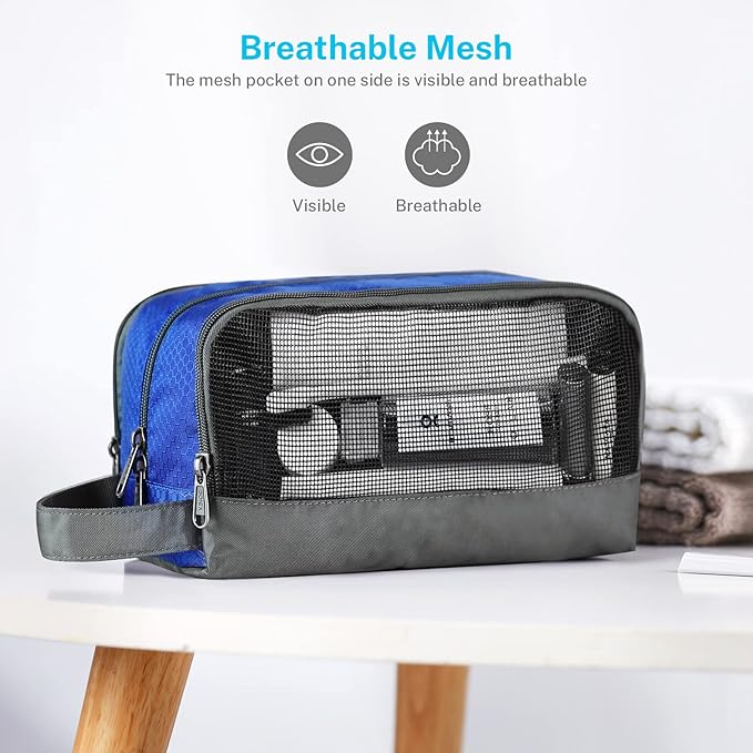 Gonex Travel Toiletry Bag Nylon, Shaving Bag Toiletry Organizer Blue