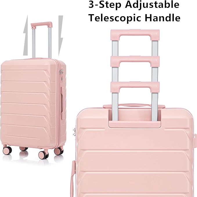 Luggage Set 3 Pcs, ABS Hard Shell Durable Lightweight, 360 Silent Spinner Wheels