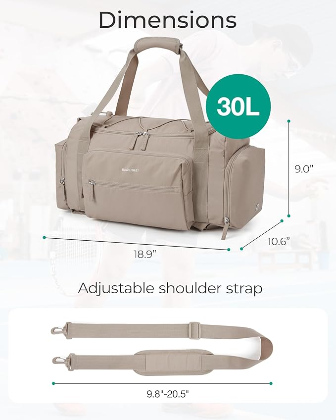 BAGSMART 4-IN-1 Gym Bag for Women Men, TSA Lightweight Duffle Bag for Travel with Shoe Compartment & Wet Pocket, 22L/30L/38L Tactical Backpack with 40oz Water Bottle Holder