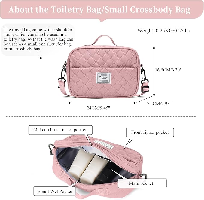 Weekender Bags for Women,Personal Item Travel Bag with Shoes Compartment,Large Overnight Travel Duffel Bag with Grid Toiletry Bag,Pink
