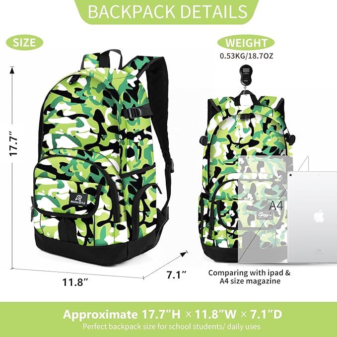 rickyh style School Backpack Travel Bag for Men & Women Lightweight College Back Pack with Laptop Compartmen