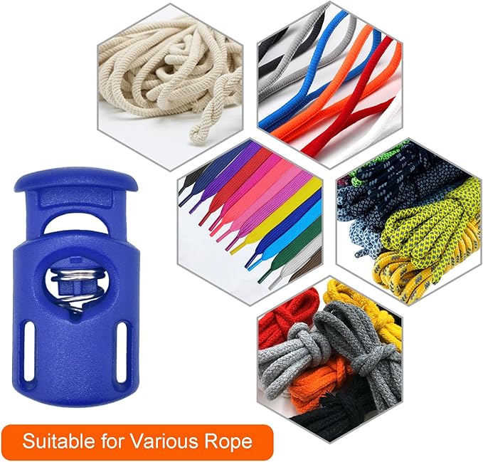 10 Pack Plastic Spring Cord Locks for Drawstring Paracord, Cord Stopper Toggle Clasps for Sweatpants Hoodie Gloves Hats Swim Goggles String Clip Elastic Shoeslace String Lock Blue