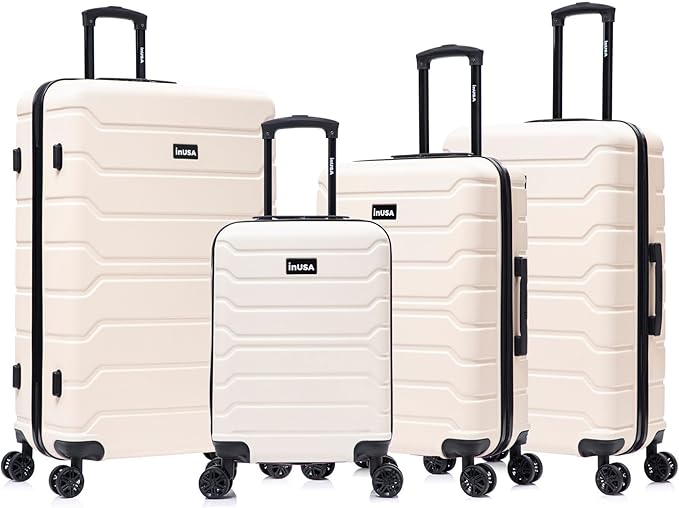 InUSA TREND Luggage with Spinner Wheels | Durable Lightweight Hardside Suitcase, Travel Sets with Handle and Trolley | (20in, 24in, 28in, 32in) 4 Piece Set | Sand