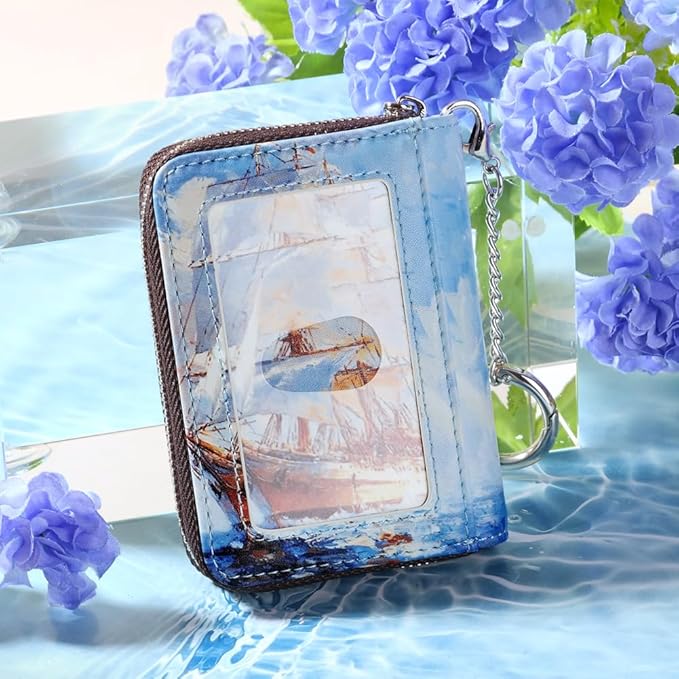 FurArt Zipper Wallet Women, RFID Blocking Credit Card Wallet, Business Card Holder, Compact Size KeyChain Wallet