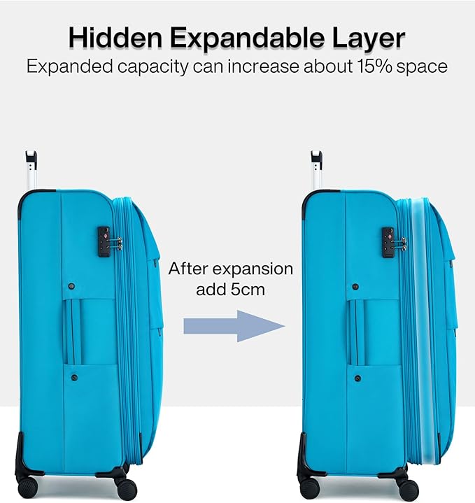 Hanke 28 Inch Luggage with Spinner Wheels Expandable Large Suitcase with Wheels Softside Check in Luggage Rolling Suitcase with Lock Lightweight Travel Luggage for Men and Women.(Caribbean Blue)