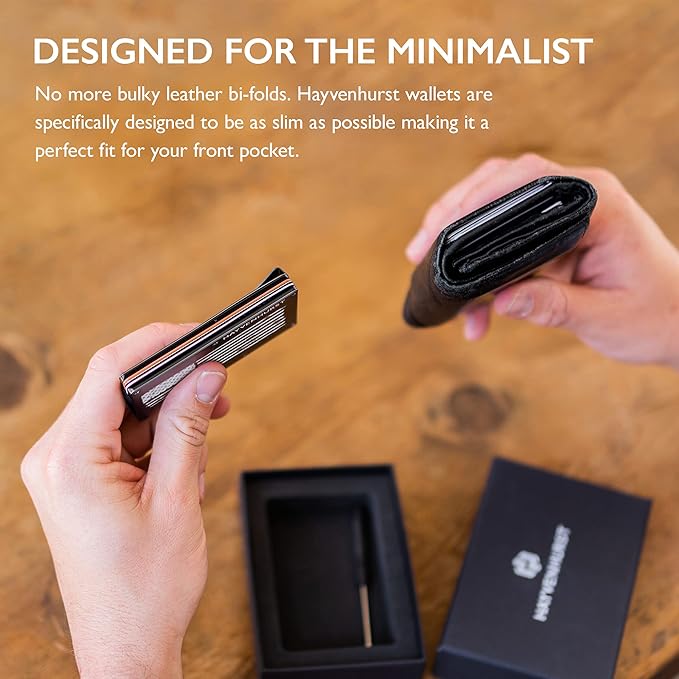 Hayvenhurst Wallet For Men - Reinvented Design Men's Wallet - Slim, Minimalistic & Seamless, Blocks RFID Scanners, Holds 12 Cards & Has a Money Clip (Patriot)