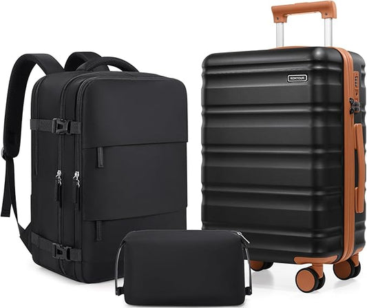 3 Piece Luggage Set 20 Inch Carry On Suitcase with Spinner Wheels, PC Hard Shell TSA Lock, Expandable & Fully Lined Interior, Airline Approved