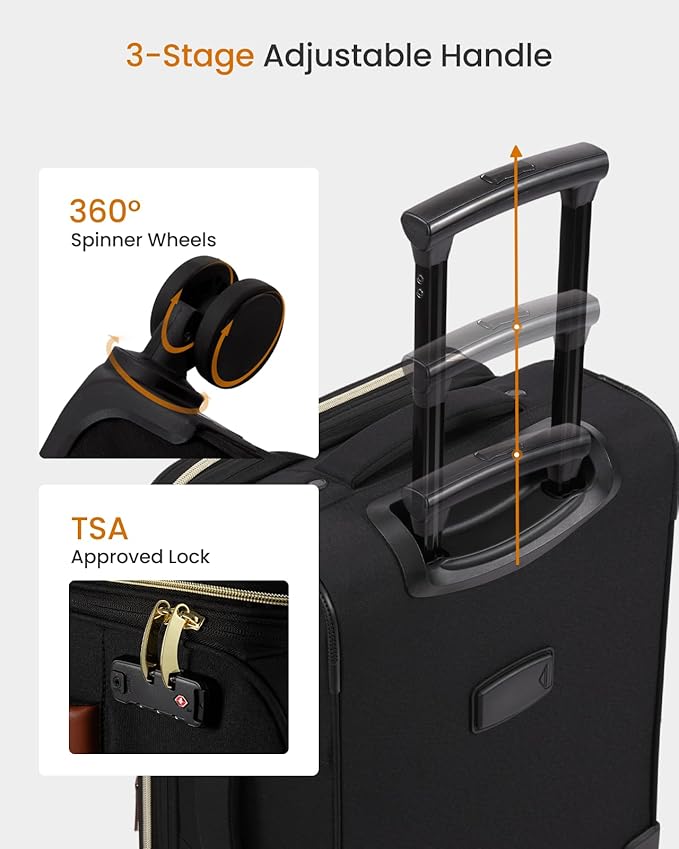 LOVEVOOK 4 Pcs Carry On Luggage 22x14x9 Airline Approved 20 Inch Underseat Carry on Suitcase for Women Men Softside Travel Luggage with Spinner Wheels and TSA Lock