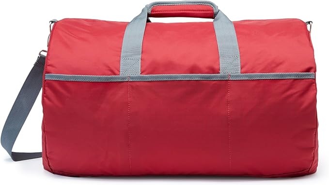 Amazon Essentials Lightweight Nylon Duffel Bag with Zippered Pockets, 20-inch, 30 lb Capacity, Red (Previously Amazon Basics)